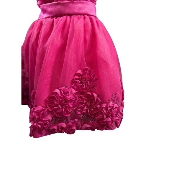 Rare Editions Baby Girl Fuchsia Pink Rosette Sequin Dress Size 6-9 Months Formal - Picture 8 of 14